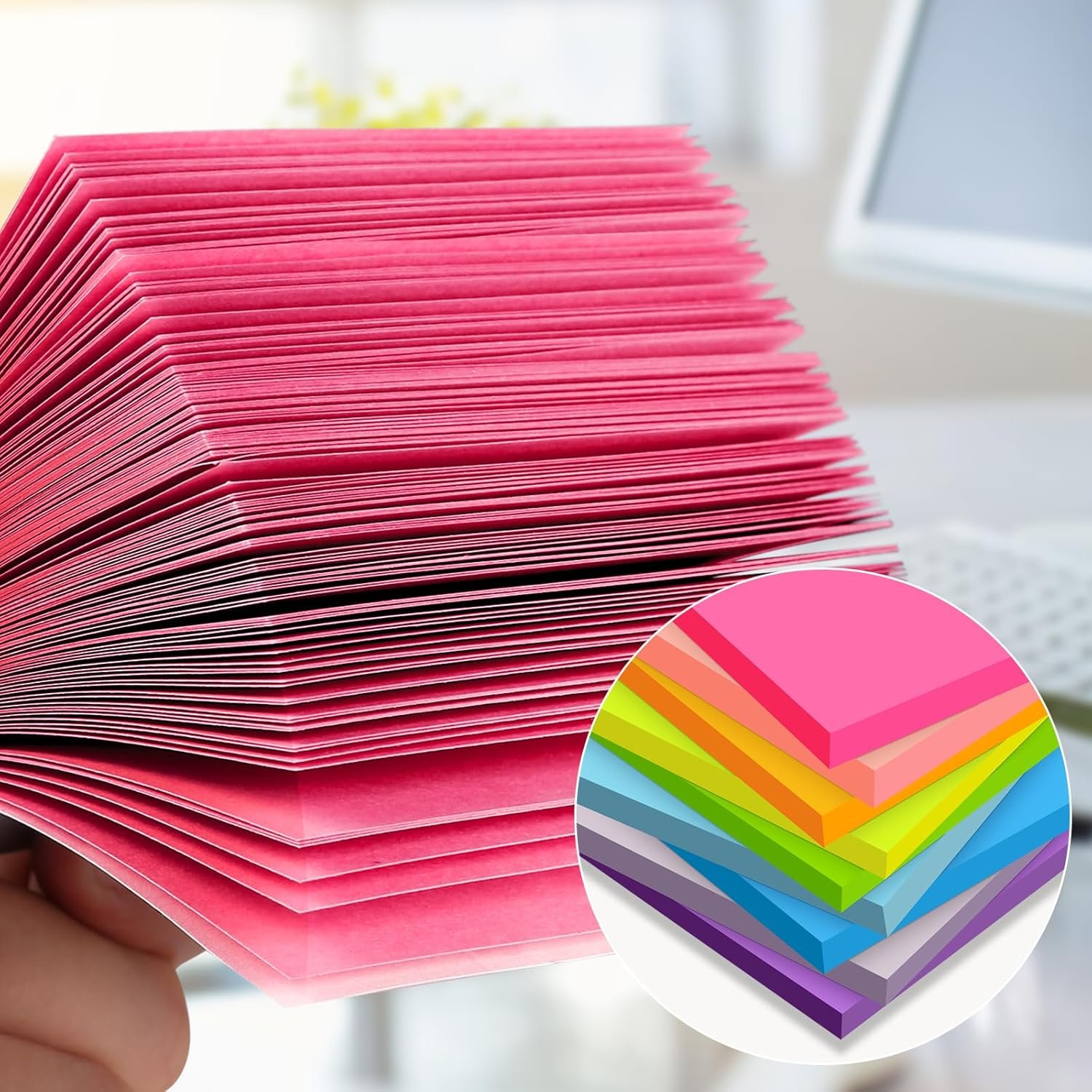(18 Pads) Sticky Notes 3x3 inch, Self-Stick Pads Bright Colors Sticky Note, Recyclable, Easy to Post for Home, Office, Notebook - Image 4