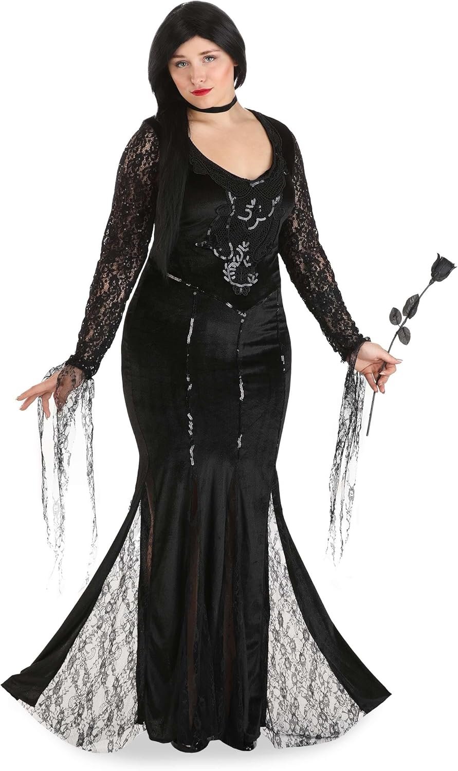 Dreamgirl Adult Womens Morticia Costume, Frightfully Beautiful Halloween Costume - Image 3