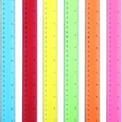 Mr. Pen- 12 Inch, 6 Pack, Assorted Colors, Ruler for School with Centimeters and Inches, Plastic Standard Ruler, Clear, Back to School Supplies