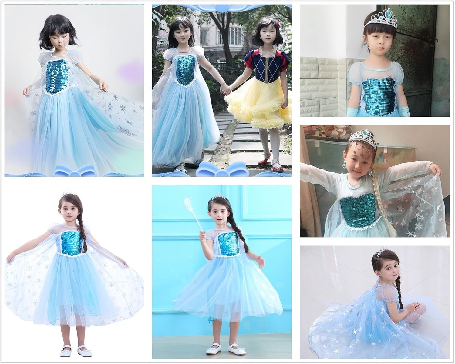 Party Chili Princess Costumes Birthday Dress Up for Little Girls with Crown,Mace,Gloves Accessories 3-12 Years - Image 3