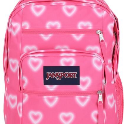 JanSport Laptop Backpack - Computer Bag with 2 Compartments, Ergonomic Shoulder Straps, 15” Laptop Sleeve, Haul Handle - Book Rucksack - Happy Hearts Pink