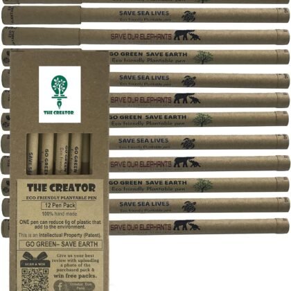 The CREATOR - PLANTABLE Pens One pen reduces 6g of plastic added to the environment Eco Friendly Go Green - Save Earth Give a gift that speaks to the Heart, Pack of (12)