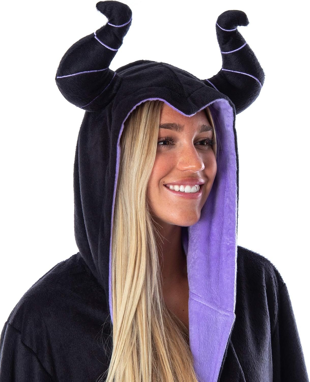 Disney Villains Women's Maleficent Costume Ultra-Soft Fleece Plush Hooded Robe Bathrobe - Image 2