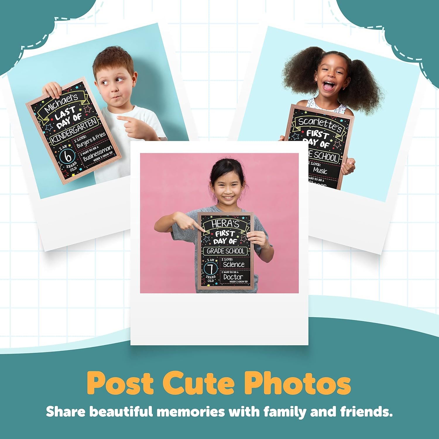 First Day Last Day of School Chalkboard Double Sided Sign with Frame - 14" x 10" - Image 6