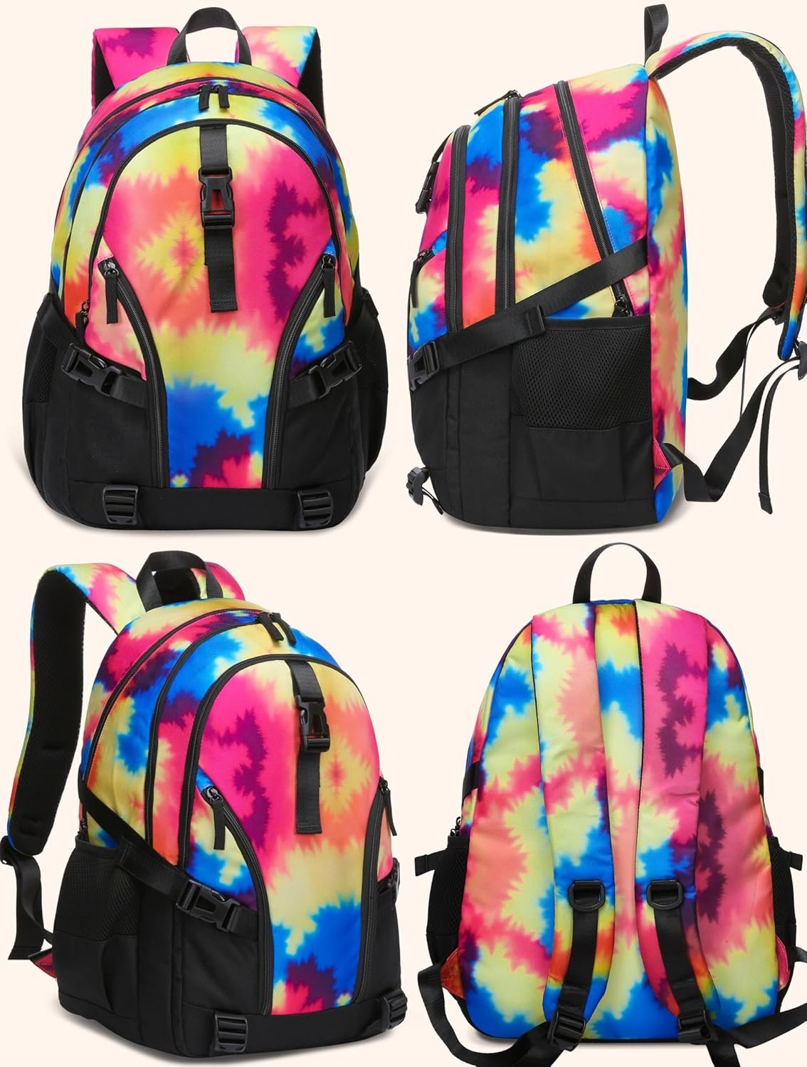 BLUEFAIRY High School Backpack for Girls Boys Middle School Bookbag for Kids Back to School Bag for College with Large Compartment Casual Daypack Mochilas para Niñas Adolescentes 18" Black Rose - Image 6