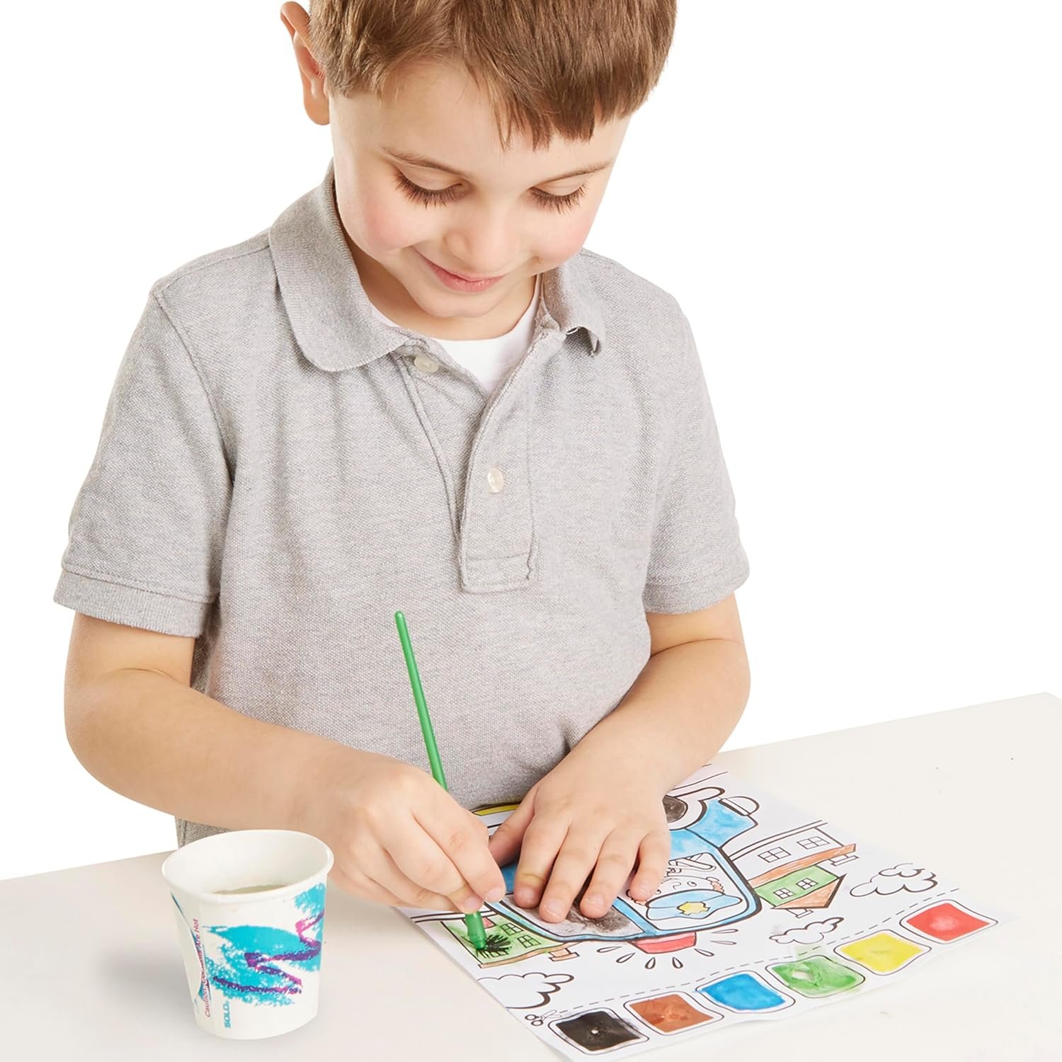 Melissa & Doug Paint With Water - Vehicles, 20 Perforated Pages With Spillproof Palettes - Image 3