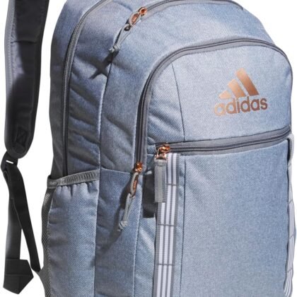 adidas Excel Backpack for Men & Women – Durable Large Athletic Laptop Bag, 7.0/Twill Grey/Grey/Rose Gold, One Size