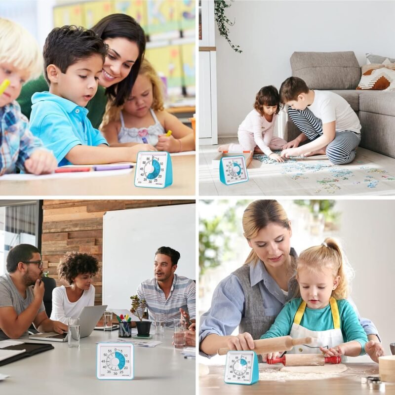 Secura 60-Minute Visual Timer, Classroom Timer, Countdown Timer for Kids and Adults, Time Management Tool for Teaching (Blue & Blue) - Image 6