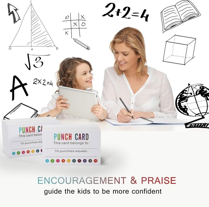 ONEDONE Punch Cards (Pack of 200) Reward Punch Cards for Classroom Behavior Incentive Awards for Kids Students Teachers Home Classroom School Business Loyalty Gift Card - 3.5" x 2" - Image 3