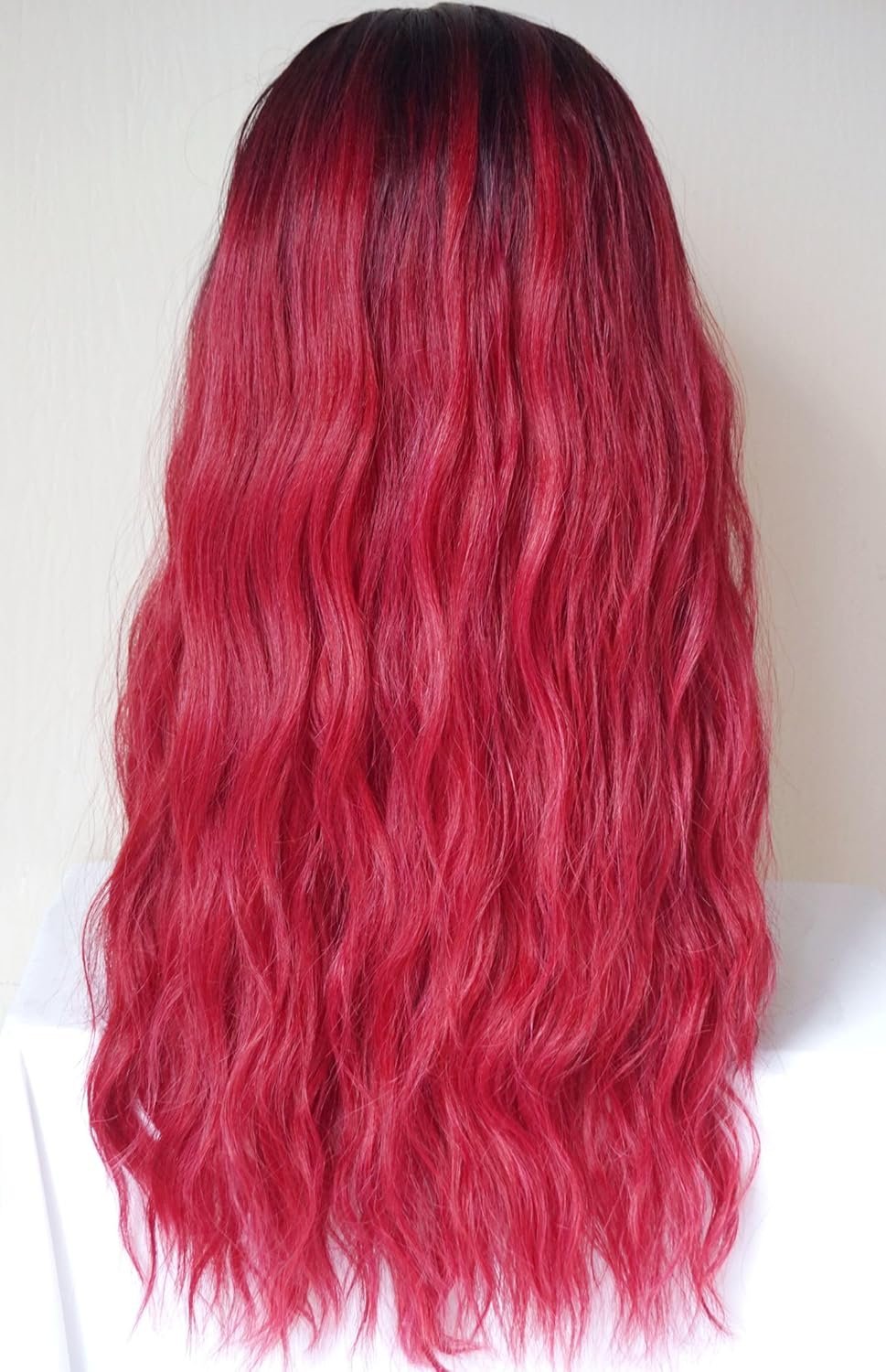 wigbuy Long Curly Costume Wigs Synthetic Wavy Wig 26inces For women Halloween Costume (Purple Red) - Image 5