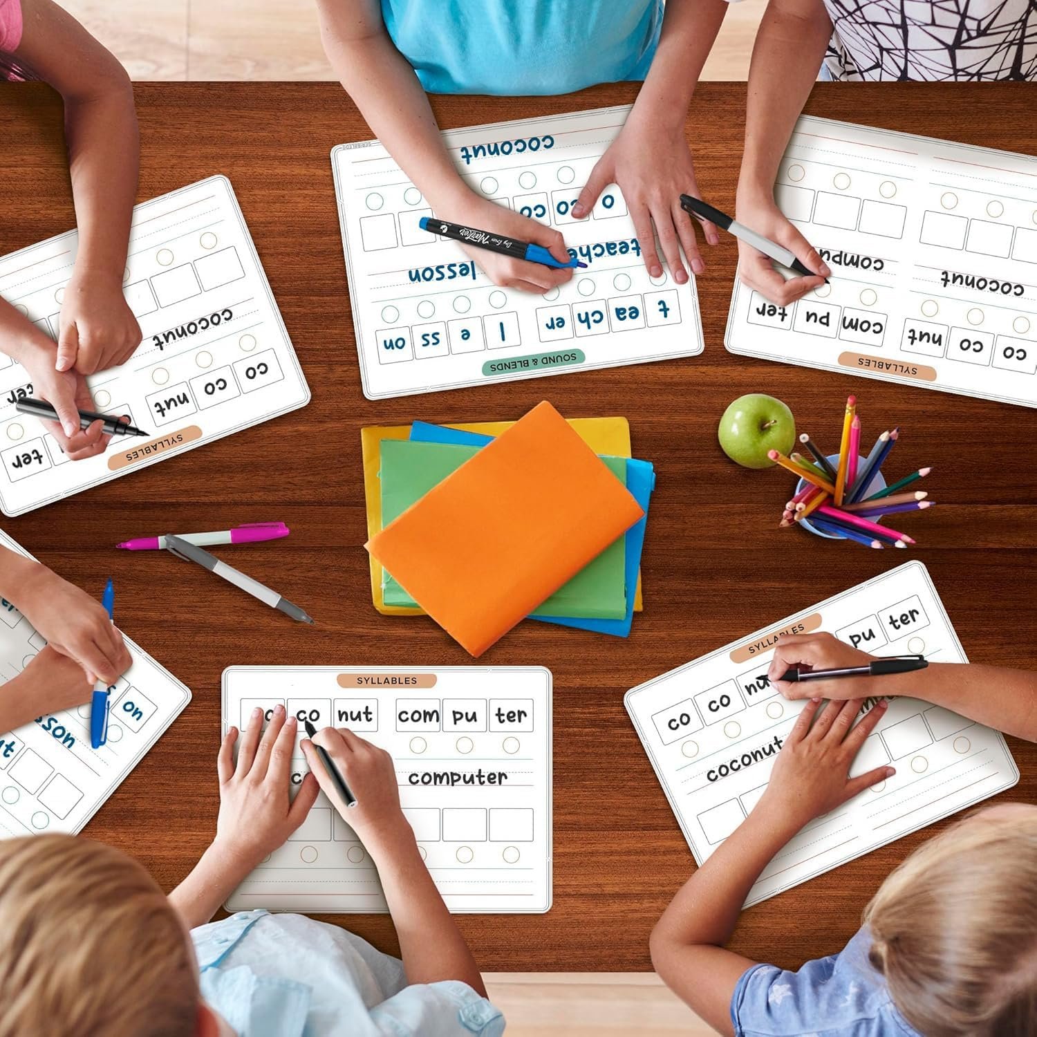 SCRIBBLEDO Phonemic Awareness Sounds & Blends Dry Erase Sheets 9”x12” Phonics Learning English Syllables Letter Practice Homeschool Teacher Student Supplies Classroom Pack of 10 - Image 8