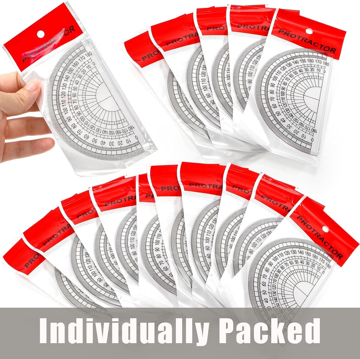Nicunom 100 Pack Plastic Protractor 180 Degree Math Protractors Geometry Student Protractor, 4 Inches, Clear - Image 4