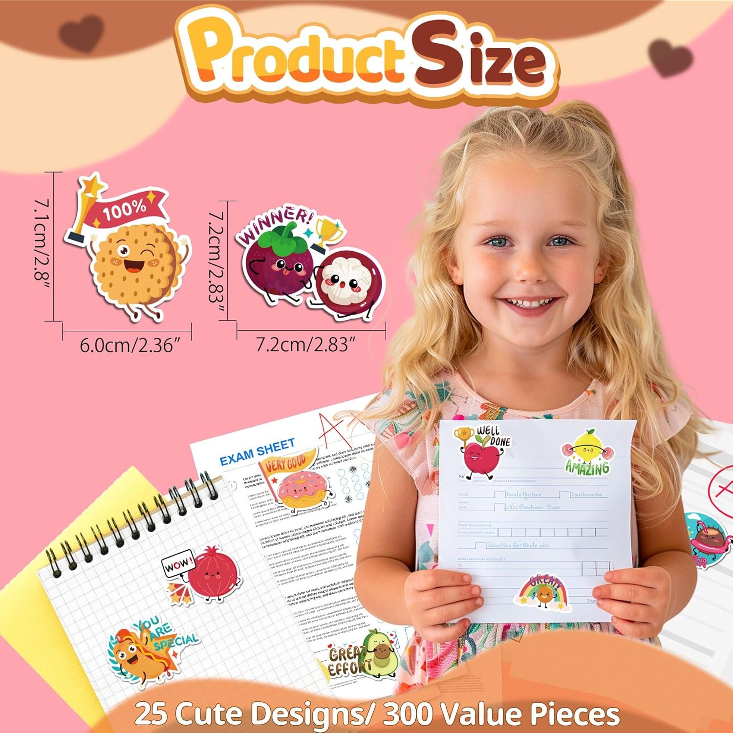 300PCS Large Scratch and Sniff Scented Stickers for Kids, Incentive Smelly Summer Sticker, Motivational for Kids, Bigger Reward Stickers for Student Classroom Must Haves School Supplies - Image 2