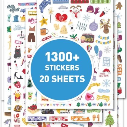 Holiday Seasonal Planner Sticker - Daily, Weekly & Monthly Calendar Stickers for Women, Men, Kids, Teachers & Students - Over 1300 Unique Hand-Drawn Stickers on 20 Sheets Per Pack!