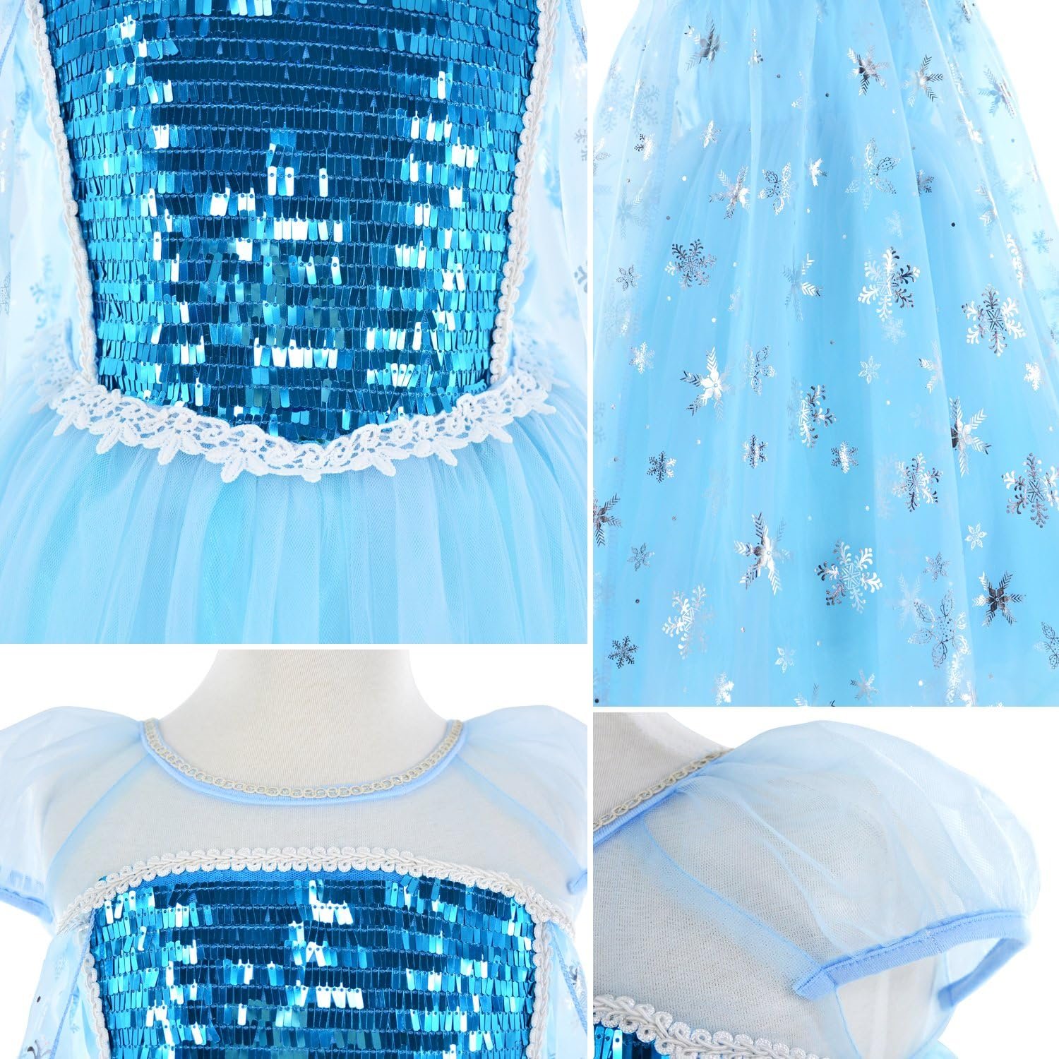 Party Chili Princess Costumes Birthday Dress Up for Little Girls with Crown,Mace,Gloves Accessories 3-12 Years - Image 6