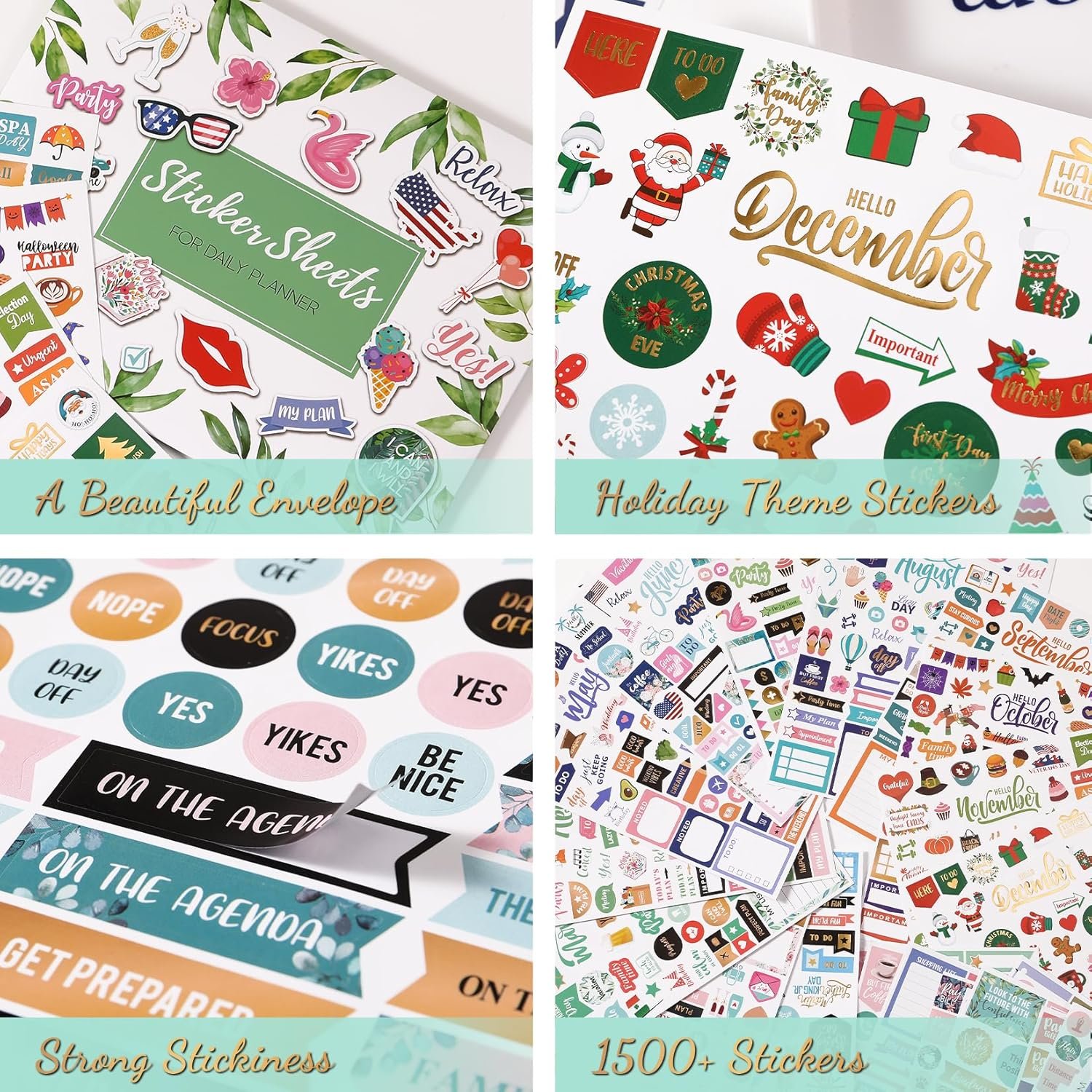 Planner Stickers - Monthly Planner Stickers and Accessories 25 Pages 1500+ Stunning Functional and Colorful Stickers,Calendar Stickers Includes Festival Theme Journal Stickers - Image 2