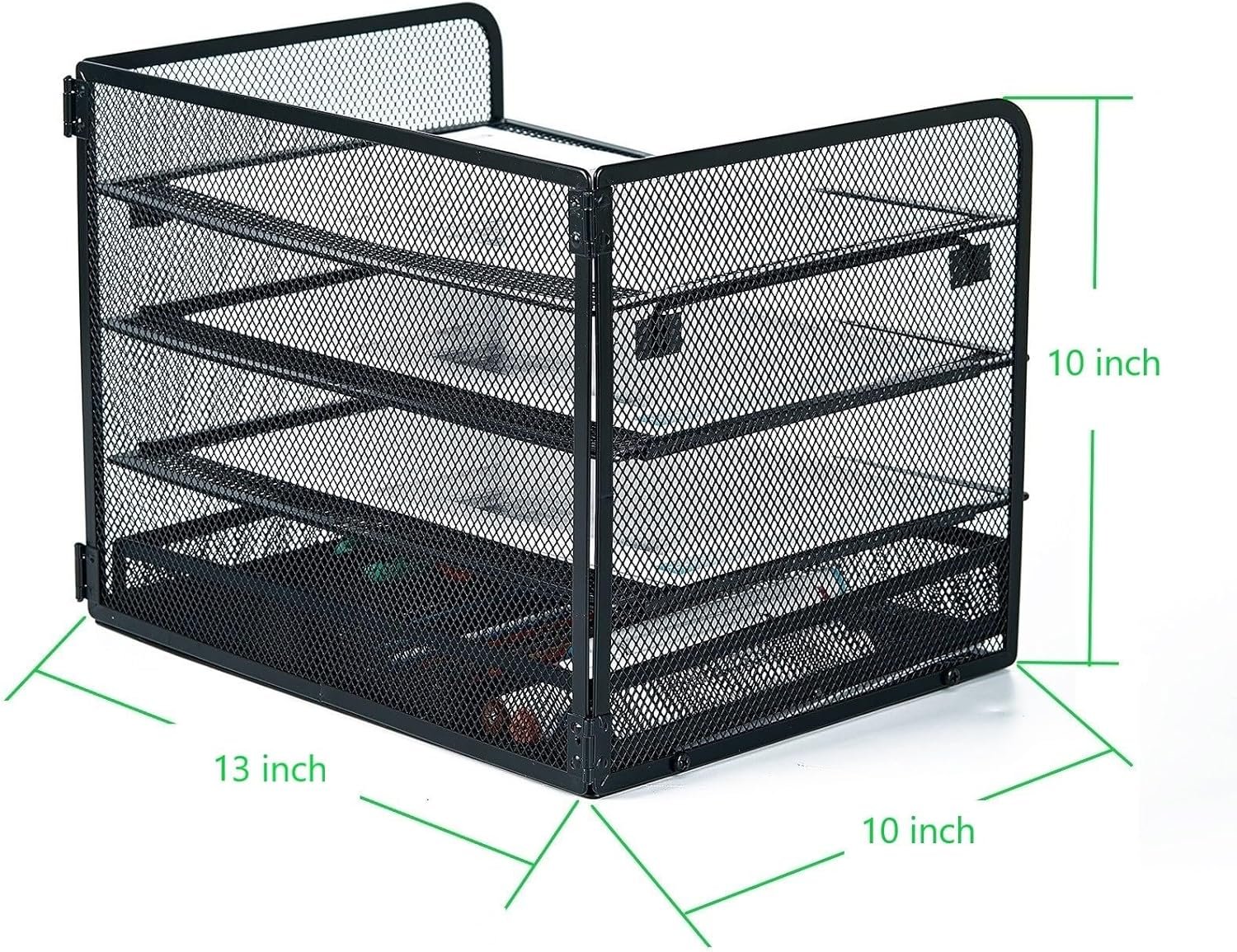 SETTFRFE 4 Tier Mesh Paper Letter Tray,Desk File Organizer with A Sliding Drawer,Office Supplies Desk Organizer for Home Office,Black. - Image 5