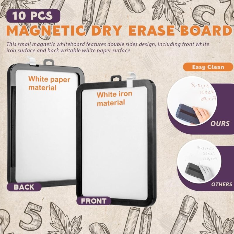 Outus 10 Pcs Dry Erase Mini White Boards 8.5 x 11'' Small Magnetic Whiteboard Double Sided Colored Writing Boards for Kids Students Locker Fridge(Black) - Image 5