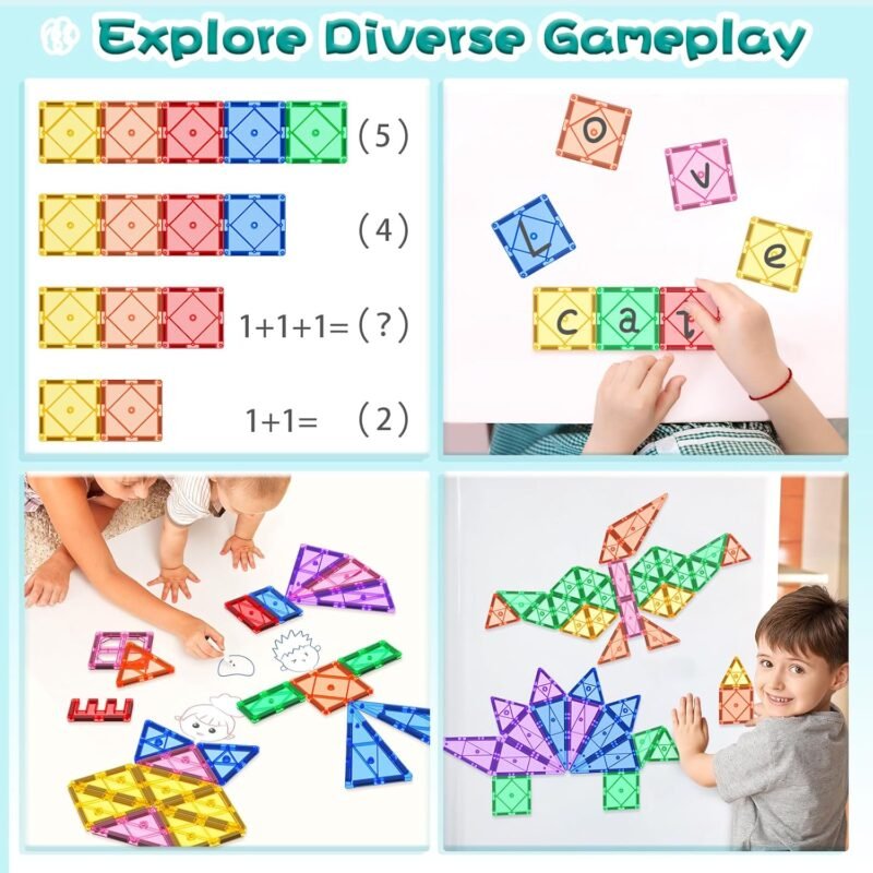 Magnetic Tiles Toddler Toys Magnetic Building Blocks for Kids Ages 3-12 STEM Educational Toys for Girls & Boys Sensory Play for Preschool Learning Classroom Must Have Decor - Image 8