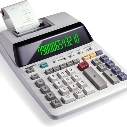Sharp EL-1801V Ink Printing Calculator, 12-Digit LCD, AC Powered, Off-White, Ideal for Business & Office Use, Easy-to-Read Display & Durable Design