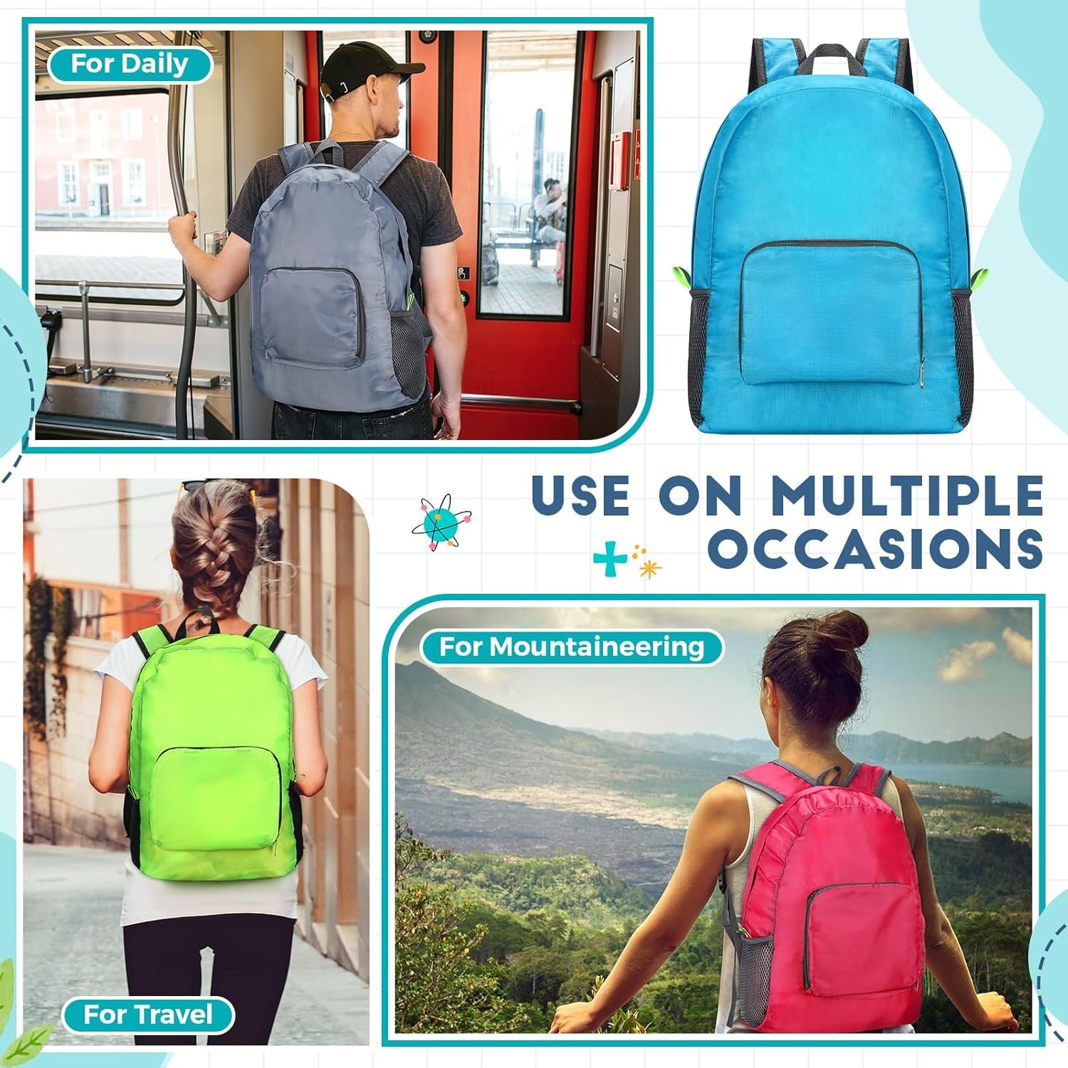 Jexine 10 Pcs Backpacks in Bulk 16.5 Inches Back Pack Basic Backpack for Adult Lightweight Outdoor Travel Book Bags(Multicolor) - Image 3