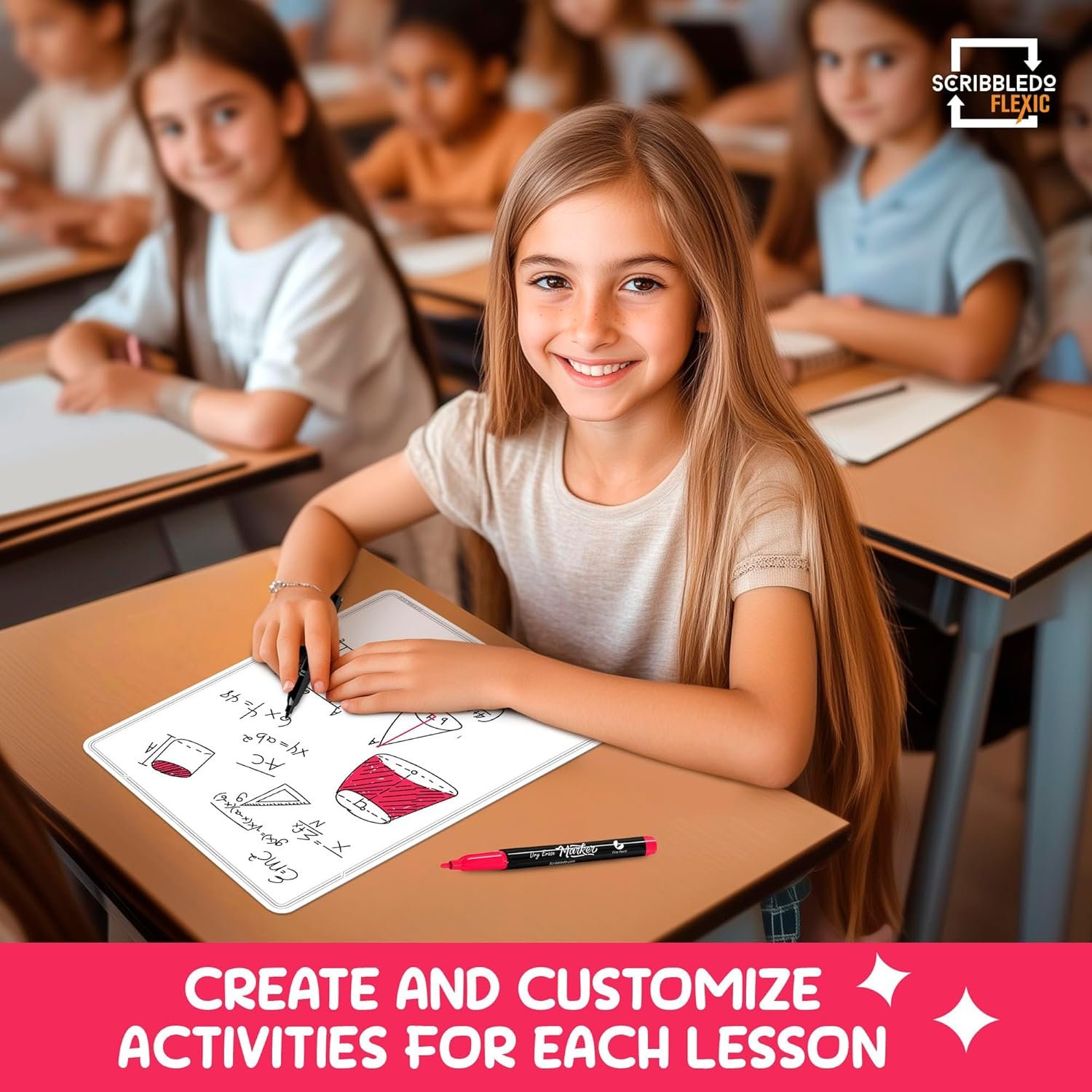 SCRIBBLEDO Small White Board Dry Erase Sheets 9”x12” for Kids Teacher Class Manipulatives Personal Mini Whiteboards Sheets Students Homeschool Supplies Small Dry Erase Boards Classroom Pack 10 Sheets - Image 7