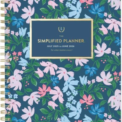 AT-A-GLANCE Planner 2025-2026 Academic, Simplified by Emily Ley, Weekly & Monthly, 8-1/2" x 11", Large, Monthly Tabs, Flexible Cover, Petite Floral (EL38-905A)