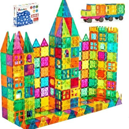 Magnetic Building Tiles, 134PCS Large Magnet Building Set,Magnetic Blocks, 3D STEM Stacking Toys, Magnets Toy for Kids Boys Girls