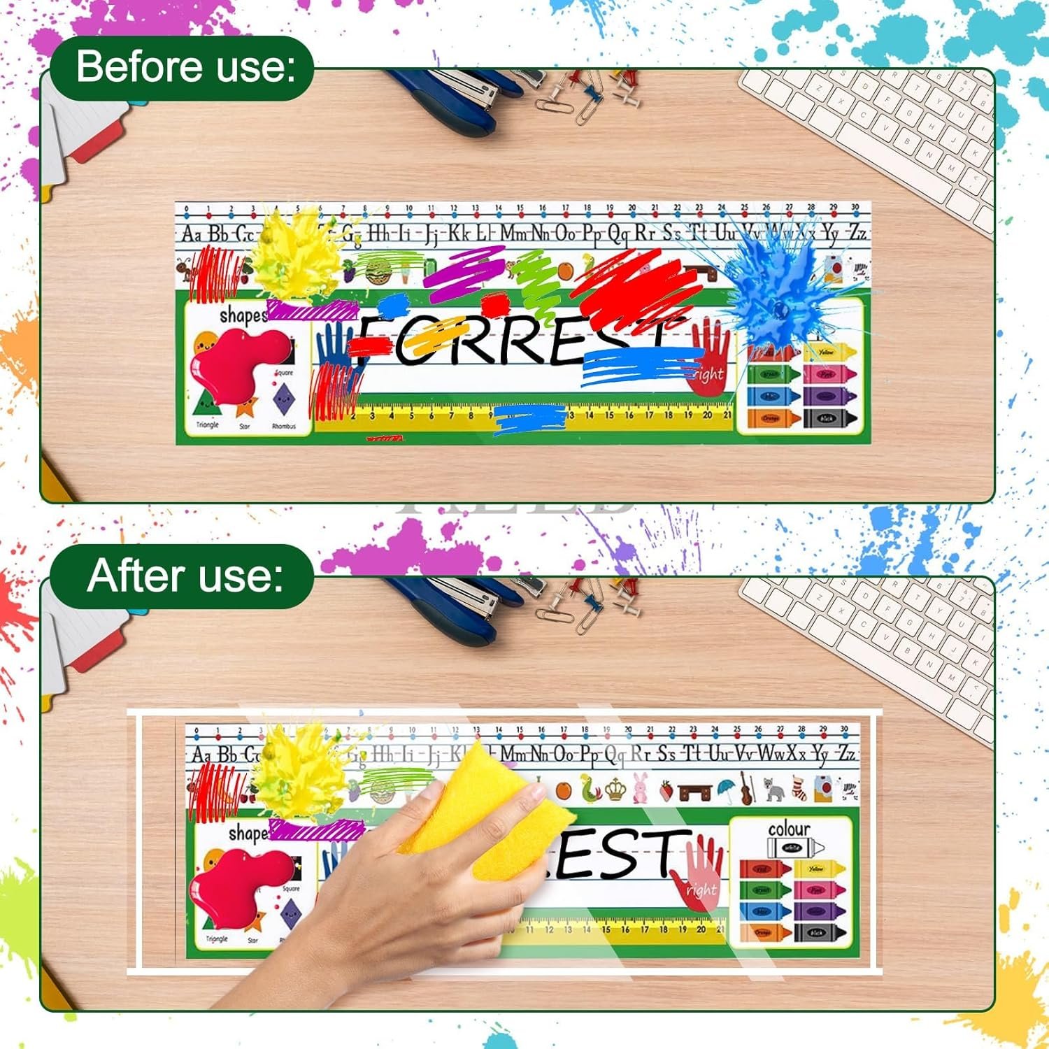 Meetory 36 Pieces 13.5” x 4.9” Clear Nameplate Pocket Self-Adhesive Desk Name Tag- Covers for School Classroom Desk, Office Supplies(NOT Include Name Tags) - Image 3