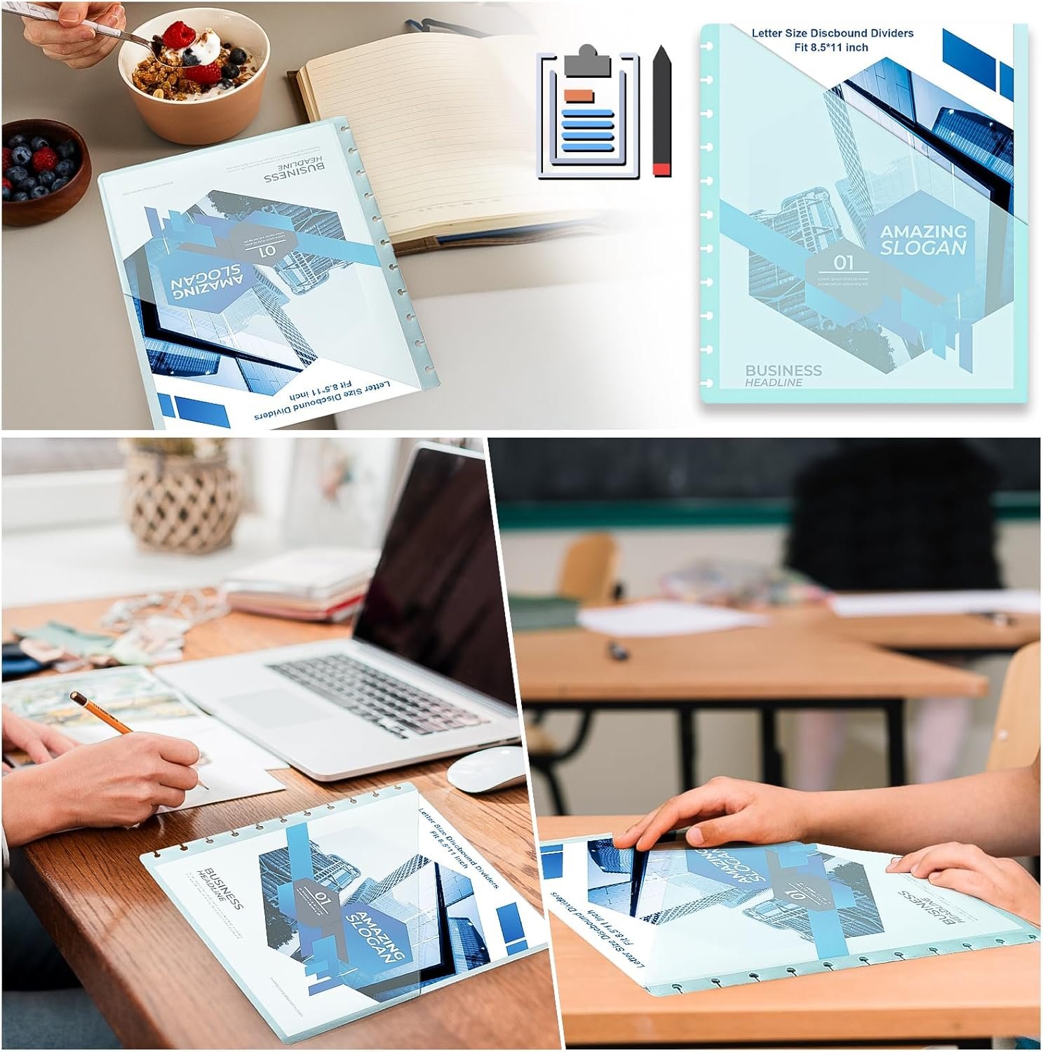 10 Pcs Discbound Letter Size Planner with 9.3 * 11inch Dividers and Pockets - 11 Disc Planner Folder Binder - Image 7