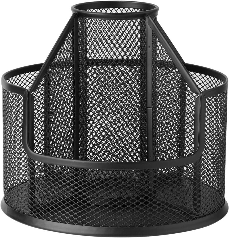 Pencil Holder, Rotating Desk Organizer, Metal Pen Organizer Mesh Pen Holder Office Desk Accessories Cute Office, School, Home,Art Suppliers (Black) - Image 7