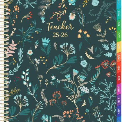 Teacher Planner 2025-2026 - Teacher Lesson Planner 2025-2026, from July 2025 to June 2026, 9" x 11", Spiral Bound,Lesson Plan Book with Colourful Monthly Tabs, Inner Pocket