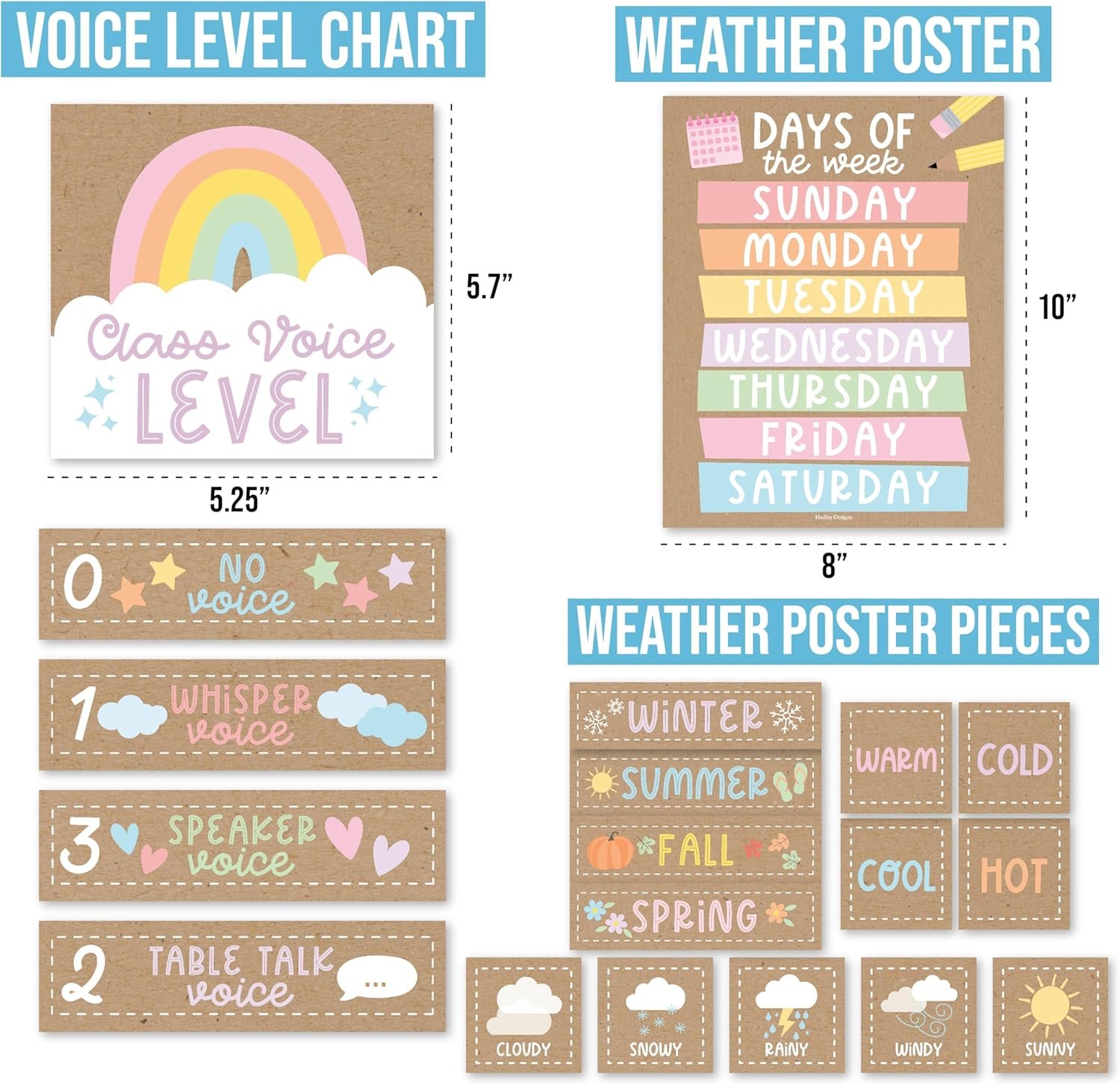 Classroom Calendar Set Bulletin Board Decor – School Calendar For Classroom Elementary & Preschool, Bulletin Board Decorations With Weather Chart & Seasons, Kraft Teacher Must Haves - Image 4