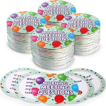50 Morning Meeting Chips Questions Cards for Students, Questions Ideas Cards Conversation Starter for Classroom Icebreaker Activity Improve Communication Listening Vocabulary Skill Supplies