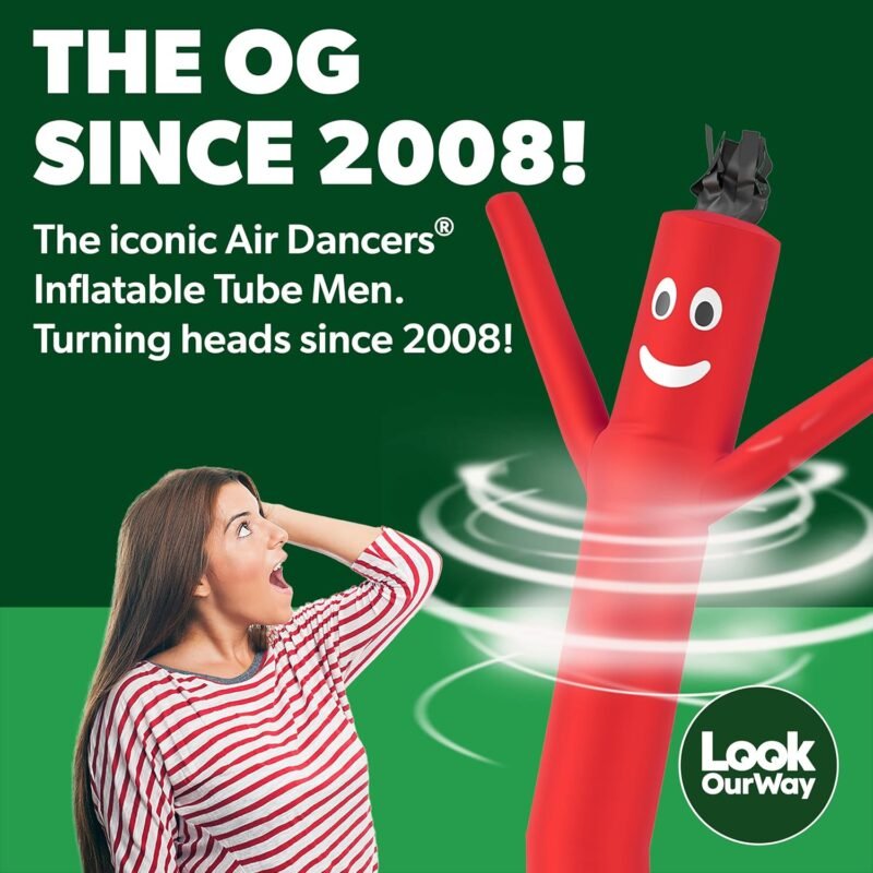 LookOurWay Air Dancers Wacky Waving Inflatable Tube Guy - 7ft Tall Inflatable Advertising Waving Dancing Man with Sky Dancer Blower - Red - Image 2