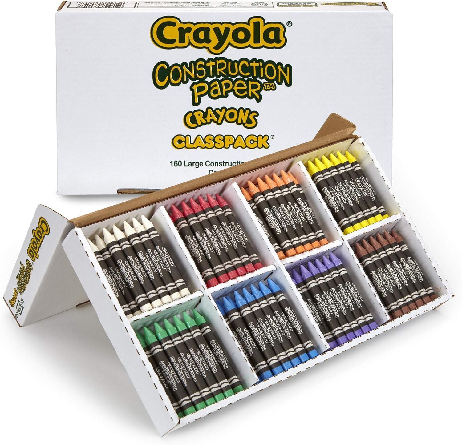 Crayola Construction Paper Crayon Classpack, 8 Colors, Pack of 160, Assorted, Large - Image 2