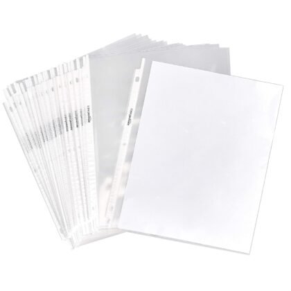 Amazon Basics Sheet Protectors for 3 Ring Binder, Heavyweight, Polypropylene, 8.5 x 11 Inch, 100-Pack, Clear