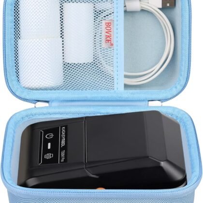 BOVKE Carrying Case Compatible with SUPVAN T50M Pro Bluetooth Label Maker Machine, T50M Pro Portable Inkless Labeler Holder with Extra Space for Label Maker Tapes, Cables, Blue