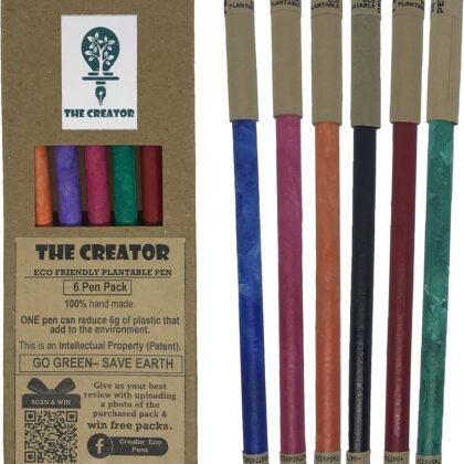 THE CREATOR The CREATOR - PLANTABLE Pens One pen reduces 6g of plastic added to the environment Eco Friendly Go Green - Save Earth Give a gift that speaks to the Heart, Pack of (6), RAINBOW Theme