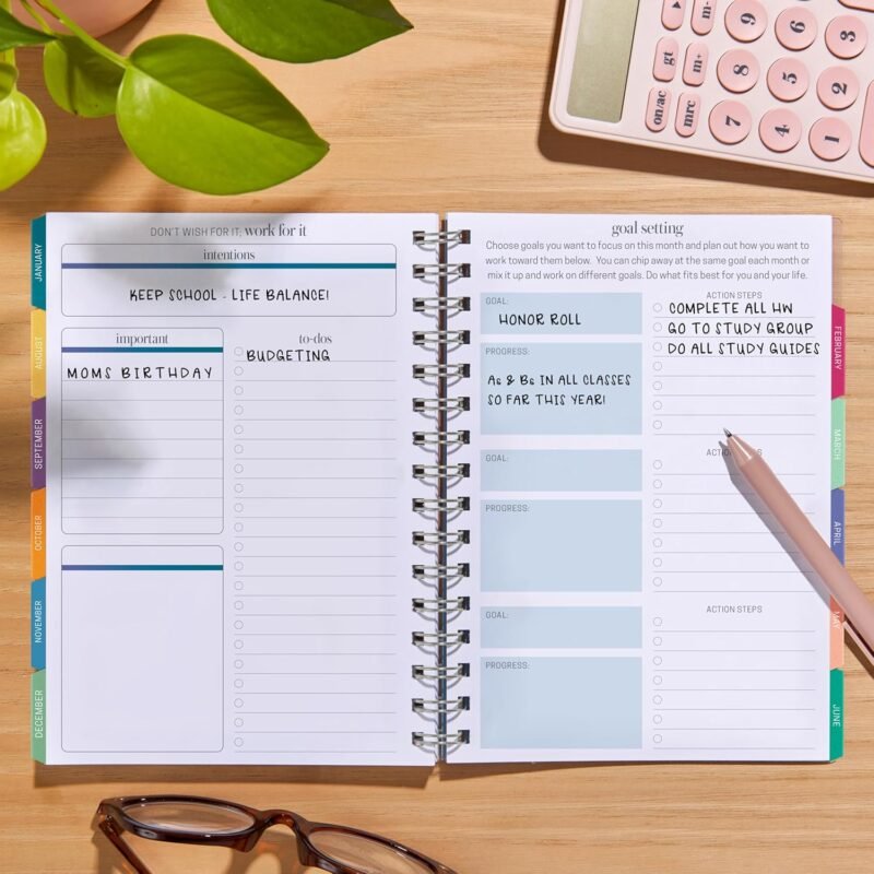Inspired by Erin Condren 12-Month A5 Weekly Planner (Jul 2025 - Jun 2026), Compact Weekly and Monthly Planner Calendar, 70 Lb. Text Weight Paper, Leopard Era Covers, Wire-O Spiral Binding - Image 3