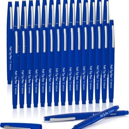 Lelix Felt Tip Pens, 30 Blue Pack, 0.7mm Medium Point, Felt Tip Markers Pens for Journaling, Writing, Note Taking, Planner, Perfect for School Office and Art Supplies