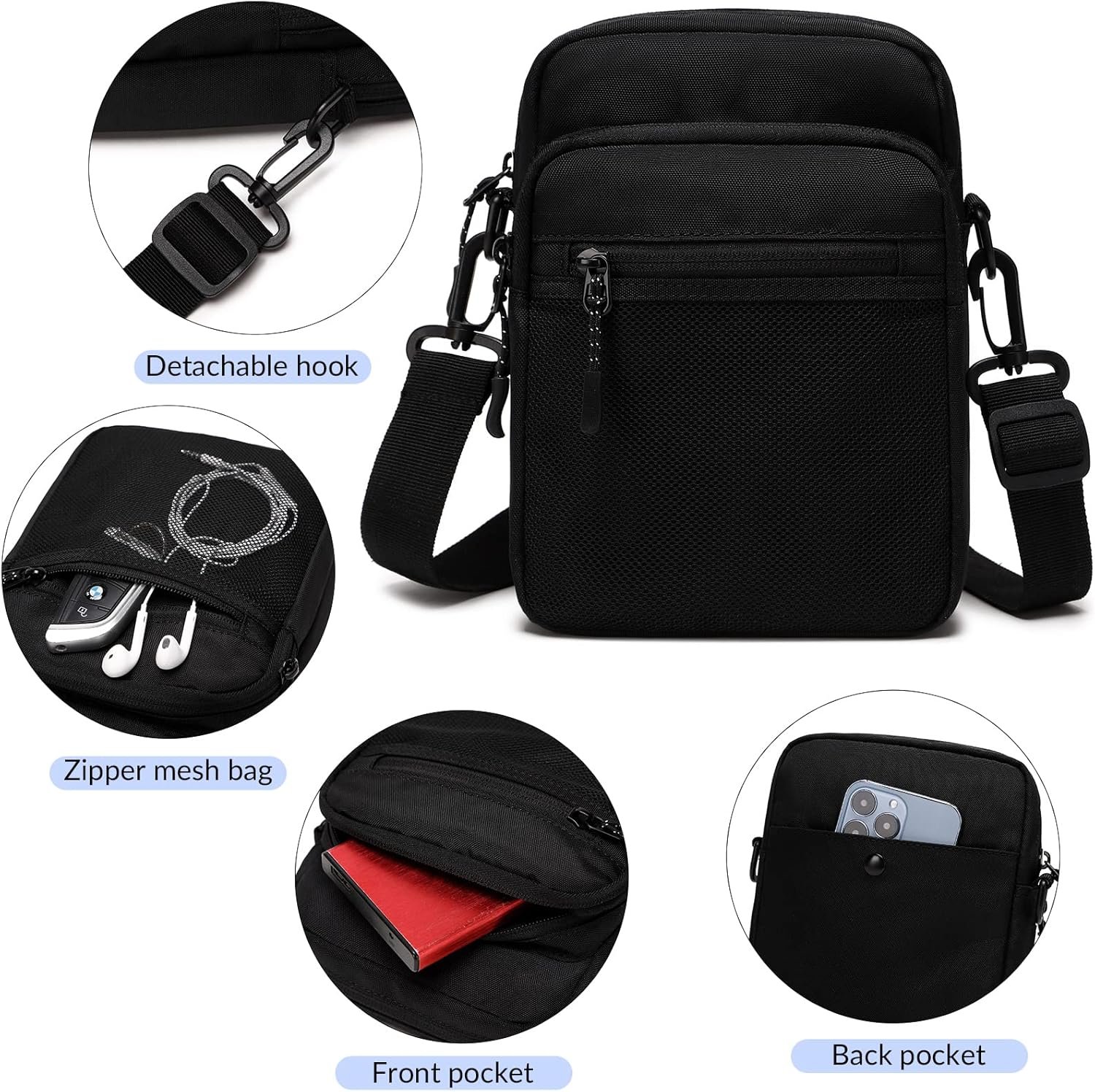 Lohol Small Messenger Bag for Men Women, Water Resistant Adjustable Crossbody Sling bag Purse for Travel Sports - Image 5