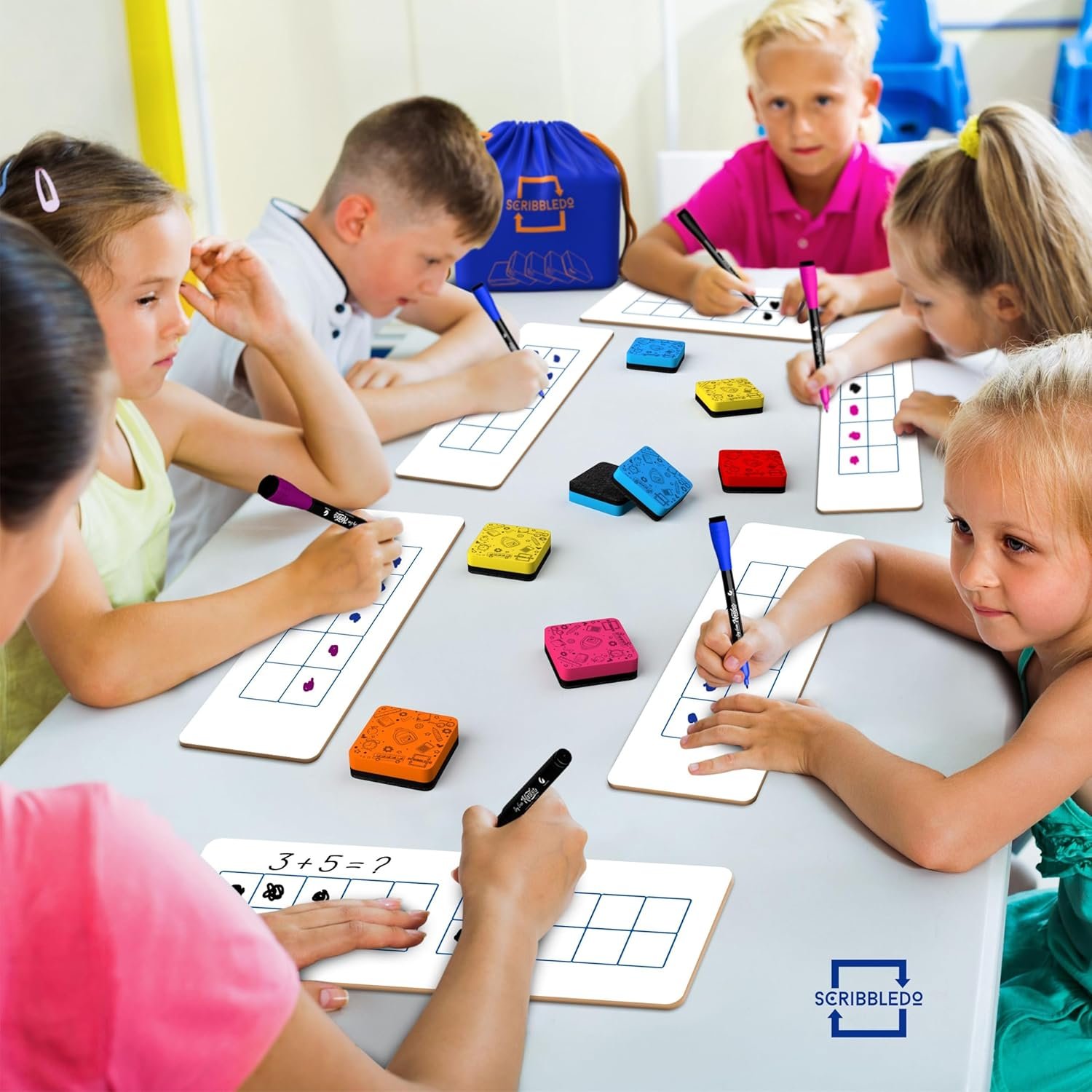 Scribbledo 30 Pack Dry Erase Erasers Assorted Colors Magnetic Whiteboard Erasers for Kids and Students - Smudge Free Small Dry Erase Board Erasers for Classroom Home School and Office - Image 4