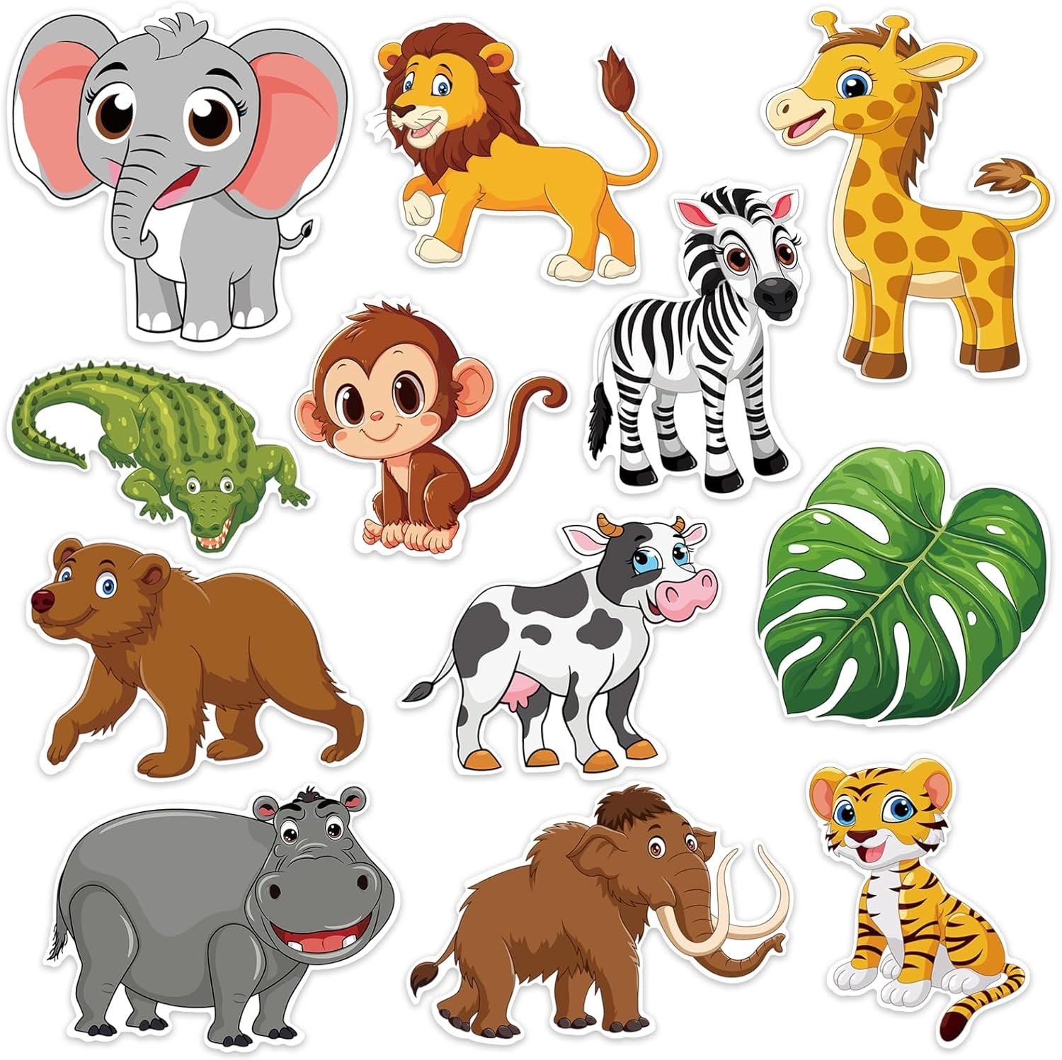 48 Pieces Jungle Animal Cutouts, Safari Animal Cutouts Classroom Decor Jungle Animals Cardboard Paper Cut-Outs for Bulletin Board Baby Shower Theme Birthday Party Decor