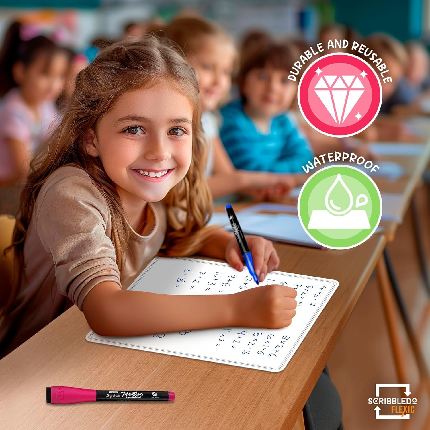 SCRIBBLEDO Small White Board Dry Erase Sheets 9”x12” for Kids Teacher Class Manipulatives Personal Mini Whiteboards Sheets Students Homeschool Supplies Small Dry Erase Boards Classroom Pack 10 Sheets - Image 5