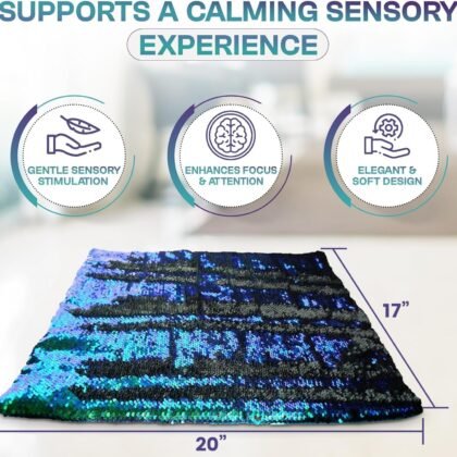 SENSORY4U Weighted Lap Pad for Kids - 5lb Sensory Blanket with Sequin Flip Fabric for Tactile Play - Ideal for Calming & Everyday Use