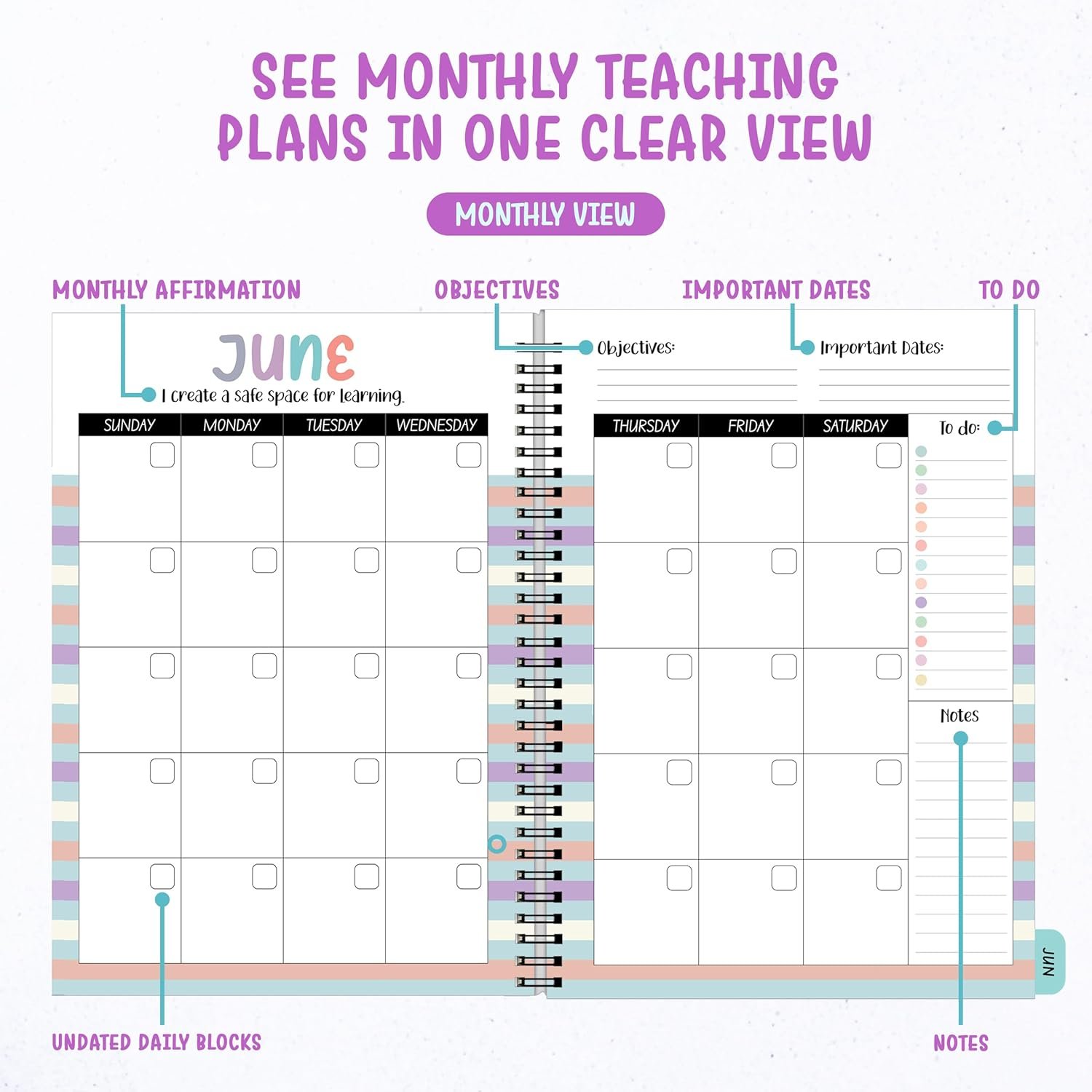 Decorably 12 Months Weekly and Monthly Undated Teacher Planner 2025-2026, 8.5x11inch Spring-Bound Teacher Lesson Planner with Contacts and Schedule Page, Communication Logs, and Classroom Planning - Image 3