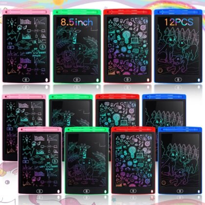 Tinlade 12 Pack LCD Writing Tablets 8.5 Inch Bulk Colorful Doodle Board Board Erasable Electronic Painting Drawing Pads Learning Toy Gifts for Kids Boys Girls(Pink, Green, Red, Blue)