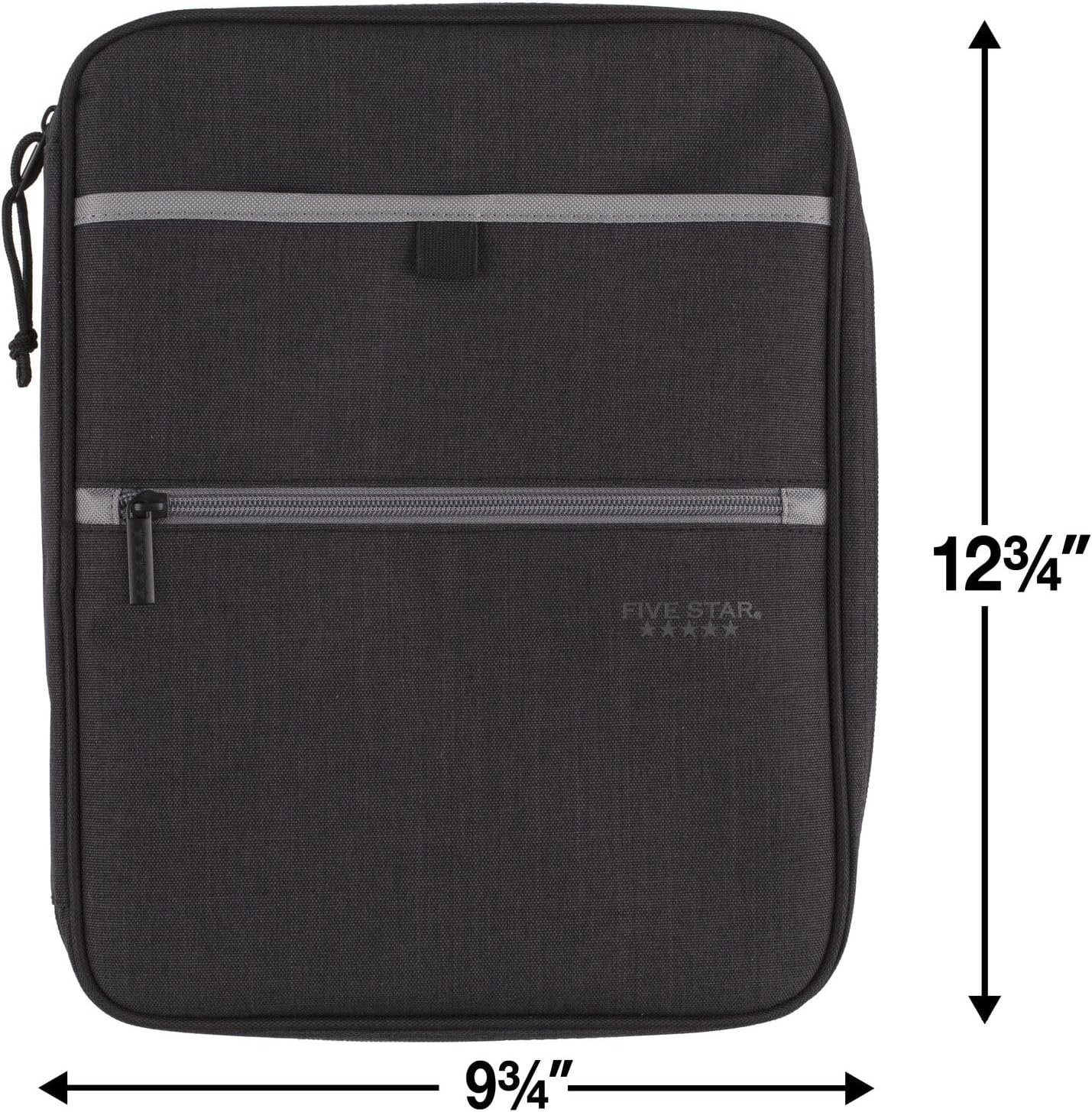Five Star Zipper Binder, 1 Inch 3-Ring Binder with Round Rings, Carry-All with Pockets and 4-Tab Dividers, 375 Sheet Capacity, Black/Gray (29092IT8) - Image 7