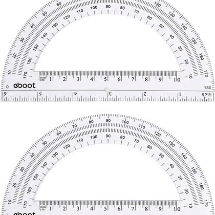 EBOOT Plastic Protractor Math Protractors 180 Degrees, 6 Inch, Pack of 2 (Clear)